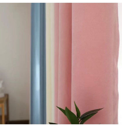 Linen Velvet Modern Design Curtain- Soft Fabric - three colors with Tie-backs - 2 Piece 4 meters width