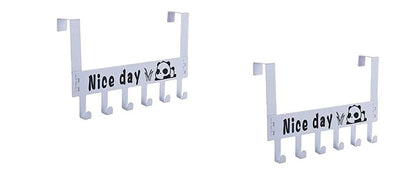 SYGA 6 Hooks Hanger Over The Door Hook Hanger (White, Pack of 2), Alloy Steel