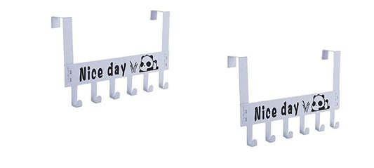 SYGA 6 Hooks Hanger Over The Door Hook Hanger (White, Pack of 2), Alloy Steel