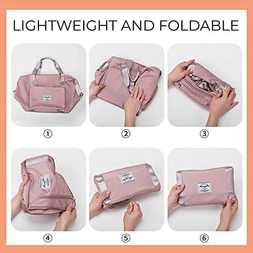 Lalagouk Large Capacity Foldable Travel Bag Portable Foldable Lightweight Waterproof Oxford Cloth Weekend Sports Gym Holiday Bag Light Purple