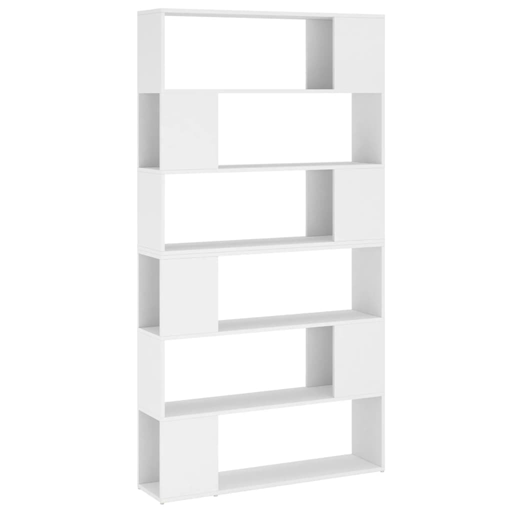 Puraday Tall Bookcase and Divider, White 100 x 24 x 188 cm, Modern Wall Shelf and Wooden Room Divider with an Elegant and Classic Design, Large Geometric Bookcase