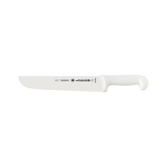Professional 10" Carving Knife, Stainless Steel Blade, White Polypropylene Handle, Durable and Versatile