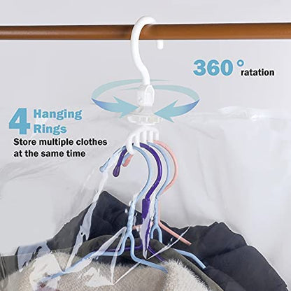KOMMI Hanging Vacuum Sealer Bags Clothes Reusable Clothes Storage Bag with Pump for Clothes Storage Protect Your Down Jackets Sweaters Suits Evening Dresses and Expensive Clothes , Set of 4(XL x4 Pcs)