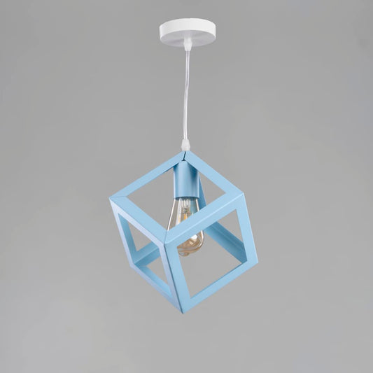دلايه سقف علي شكل مكعب لون لبنى من نجفه شوب Baby blue cube pendant MBB1019 From Nagafa shop