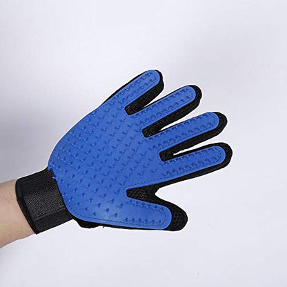 Pet Grooming Glove Gentle Deshedding Brush Fur Gloves Massage Tool Efficient Dog Cat Hair Remover Blue