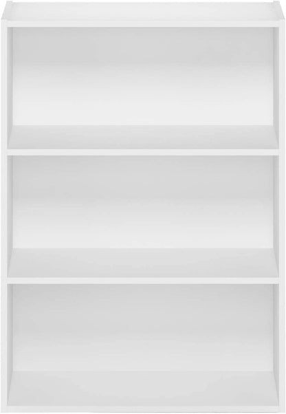 3-Tier Open Shelf Bookcase, Engineered Wood Storage Organizer, Versatile and Modern Standing Bookshelf for Home Office or Living Room, Plain White Finish, Compact Size