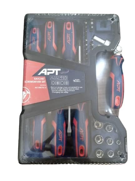 Screwdriver Set with Pin Hinged Head Screwdriver and Bits, 51 Pieces APT