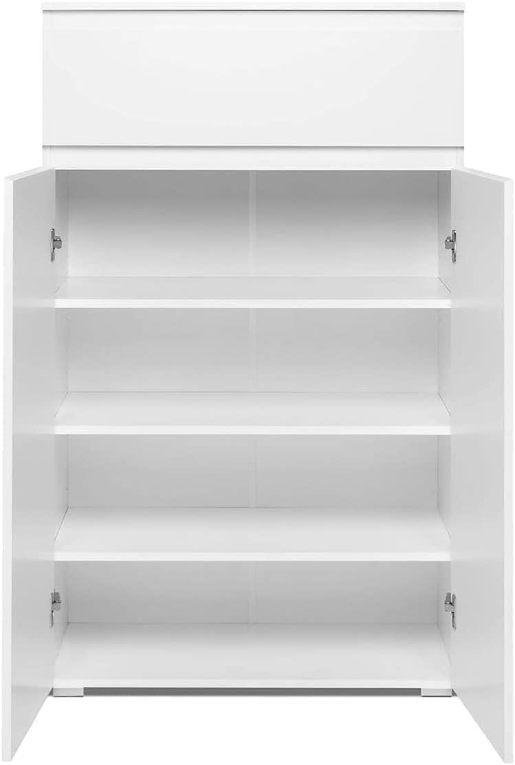 Modern White Shoe Rack, Elegant Wooden Shoe Storage Organizer with a Sleek Contemporary Design, Multi-Tier Shelving Unit for Entryway, Closet, or Bedroom, Fits Every Home Style