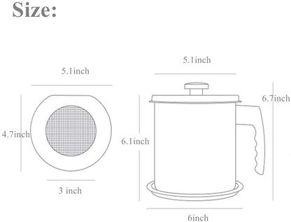 baystar Grease Oil Strainer Container Pot with Filter for Deep Fryer (1.7 L)