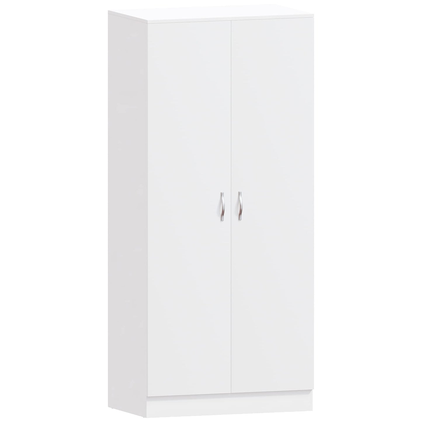 Riano 2-Door Wardrobe with Internal Shelf and Hanging Rail, Wooden MDF Bedroom Storage Furniture and Clothing Armoire in a Clean and Classic White Finish for Any Room