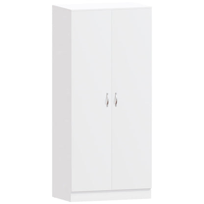Riano 2-Door Wardrobe with Internal Shelf and Hanging Rail, Wooden MDF Bedroom Storage Furniture and Clothing Armoire in a Clean and Classic White Finish for Any Room