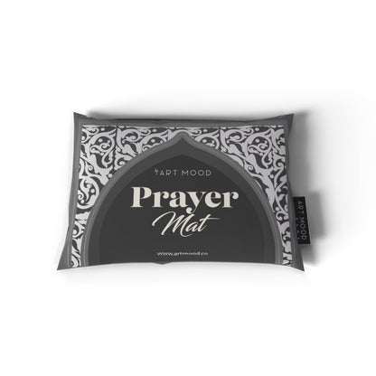 Velvet Prayer Mat in Grey and White, 68x117 cm, a luxurious and soft rug with a chic, modern design, perfect for a comfortable prayer experience at home or as a thoughtful gift