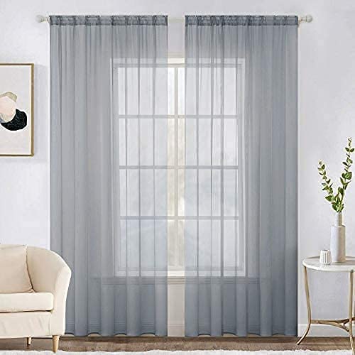 INtex CURTAINS HOUSE Elegant Voile Chiffon Curtains - Rod Pocket Design - Luxury Soft Fabric 1 Panel (300W x 240L CM, Off white)