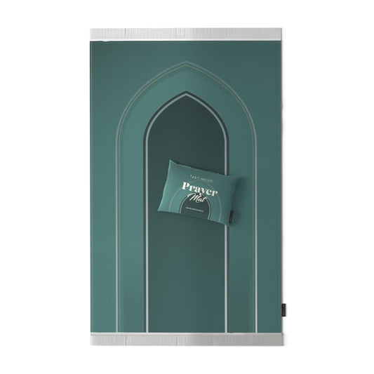 Velvet Prayer Mat in a beautiful Green color, 68x117 cm, a luxurious and soft rug designed for a comfortable and peaceful prayer experience, suitable for home, mosque, or travel
