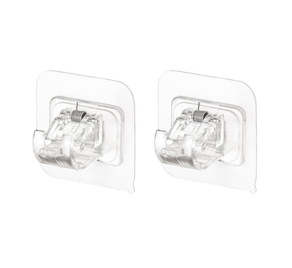 ericotry 2PCS Curtain Rod Brackets Self Adhesive Drapery Hook Holders Nail Free Curtain Rod Hooks Wall Brackets Towel Rod Hooks for Bathroom Home and Hotel (Transparent)