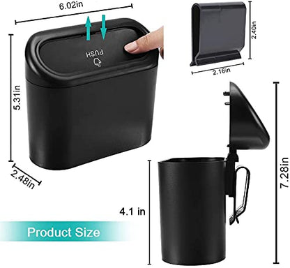 Car Trash Can with Lid,ShowTop Mini Vehicle Trash Bin Car Dustbin Garbage Organizer Storage 2 Packs,Automotive Garbage Can Bin Trash Container for Cars,Home,Office
