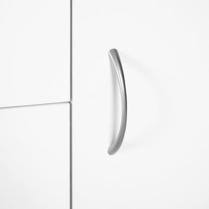 Sideboard in White, Storage Cabinet with 2 Doors and 4 Drawers, Free Standing Cupboard, Chest Organizer for Kitchen, Living Room, or Bedroom, Modern Credenza