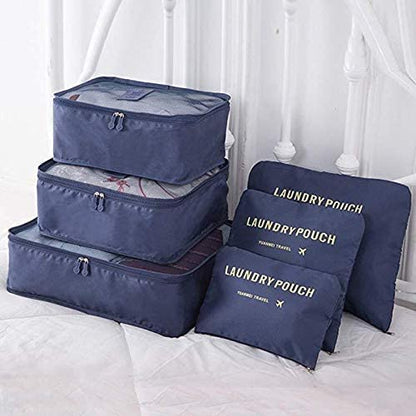 Waterproof Travel Storage Bags Set -Blue -6 Pieces