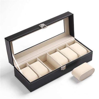 6 Grid PU Leather Watch Display Box