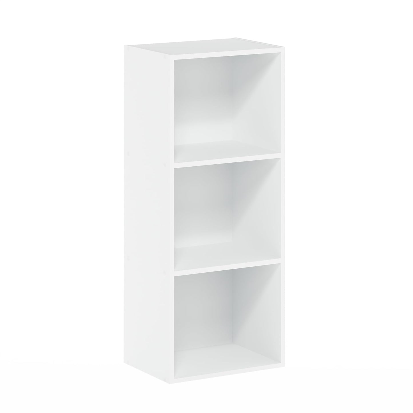 Luder 3-Tier Open Shelf Bookcase, a versatile and minimalist storage solution for books and decor, perfect for small spaces, presented in a clean and simple White finish