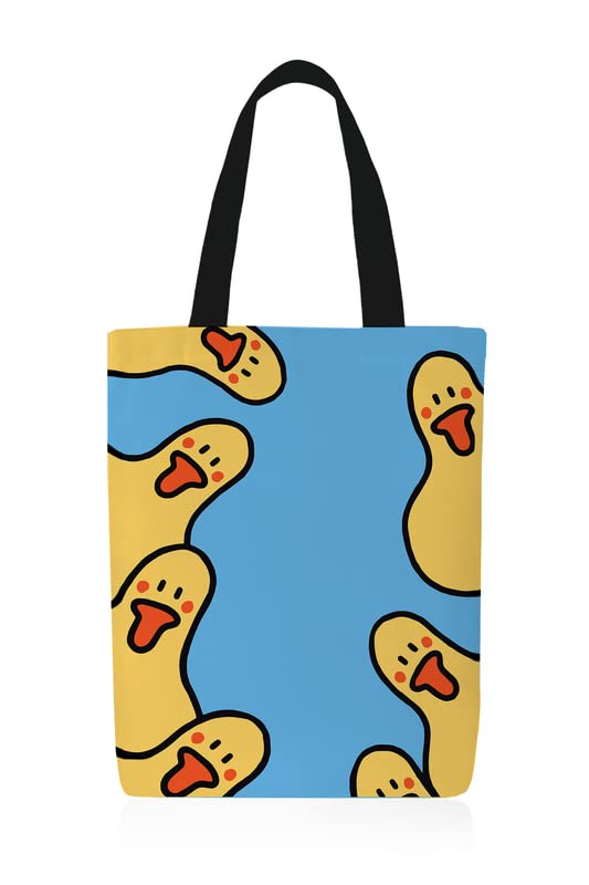 Canvas Ducks Tote Bag, a Durable and Reusable Shopping Bag with a Fun Multicolor Duck Pattern, 32x45 cm, a Whimsical and Practical Carrier for Groceries, Books, or Everyday Use