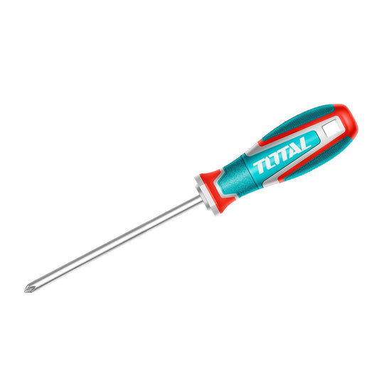 TOTAL - Phillips Screwdriver | Magnetic Tip | Ideal for Renovations and Maintenance | Ergonomic Trimaterial Handle | Corrosion-Resistant Steel | PH2 x 125mm