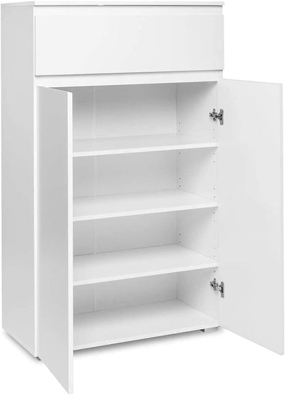 Modern White Shoe Rack, Elegant Wooden Shoe Storage Organizer with a Sleek Contemporary Design, Multi-Tier Shelving Unit for Entryway, Closet, or Bedroom, Fits Every Home Style