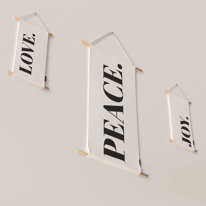 Peace 3-Piece Fabric Poster Set, a Wall Art Decor Kit with 1 Large (90x44 cm) and 2 Small (42x22 cm) Panels, an Inspirational Themed Design for a Calm Living Room or Bedroom Decor
