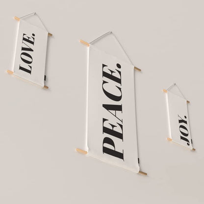 Peace 3-Piece Fabric Poster Set, a Wall Art Decor Kit with 1 Large (90x44 cm) and 2 Small (42x22 cm) Panels, an Inspirational Themed Design for a Calm Living Room or Bedroom Decor