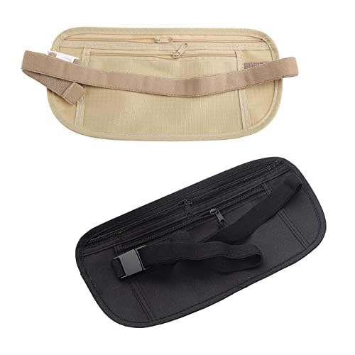 Youngy Upgraded Money Belt for Travel Hidden RFID Security Pouch Anti-Theft Passport Fanny Pack for Men & Women Present Gift money pouches for cash small travel money pouch under clothes for men Khaki