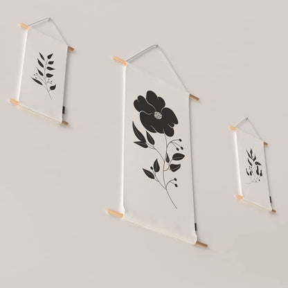 Nigrette 3-Piece Fabric Poster Set, a Wall Art Decor Kit with 1 Large (90x44 cm) and 2 Small (42x22 cm) Panels, a Sophisticated Abstract Design for Living Room or Bedroom Decor