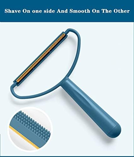 Portable Lint Remover,Lint Roller,Manual Clothes Fuzz Shaver, Reusable Double Hair Remove Brush for Sweater Woven Coat,Carpet, Knitted, Pet Hair (Blue)