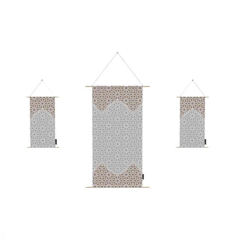 Ramadan's Unique Morish Velvet Fabric Posters Set, a Wall Art Decor Kit for Festive Home Decor, Beige & White, an Elegant Islamic Design for Living Room or Bedroom during Ramadan