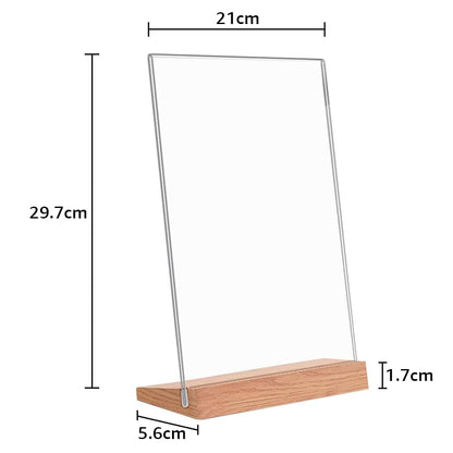 Acrylic Sign Holder, A4 Size Clear Slanted Display Stand for Menus and Notices, Ideal for Restaurant Counters, Tables, Cafés and Food Stalls, Easy to Read and Change, Clear