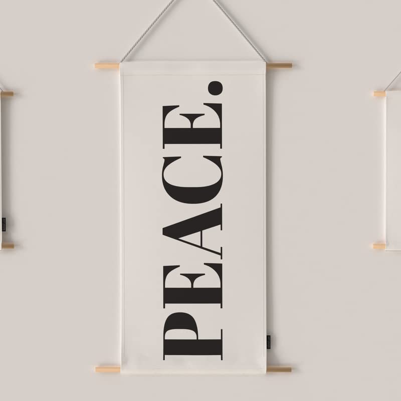 Peace 3-Piece Fabric Poster Set, a Wall Art Decor Kit with 1 Large (90x44 cm) and 2 Small (42x22 cm) Panels, an Inspirational Themed Design for a Calm Living Room or Bedroom Decor