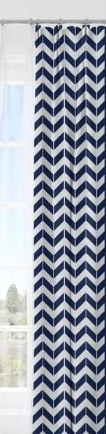 INtex CURTAINS HOUSE Luxury velvet curtains - Modern design - Stripped Zigzag - steel Grommets - 1 piece Blue*White 145W X 230L CM