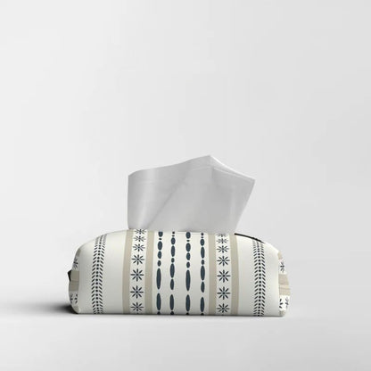 HOME Tissue Box, Fabric Exterior with Leather Inner Layer, Decorative Zippered Tissue Holder, Elegant Stitching, Durable Soft Material for Home Office Living Room or Bathroom