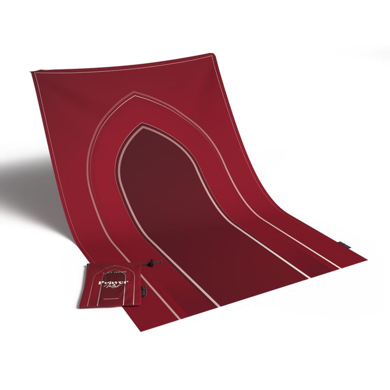 Al-Taqwa Waterproof Prayer Mat, a Durable Rug in Red made from Easy-to-Clean Material, 68x117 cm, for Comfortable Prayer, a Portable Salah Mat for Outdoor, Indoor, and Travel Use