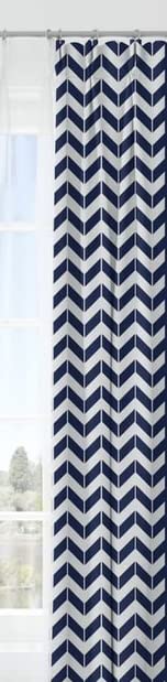 INtex CURTAINS HOUSE Luxury Velvet curtains - Modern Design - Striped Zig Zag with Plain Velvet Navy 2 Panels - Steel Grommets 300W X 230L CM