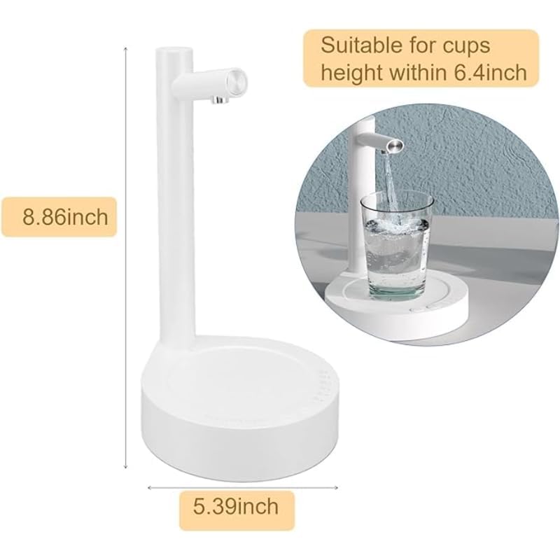 Plastic Portable Water Pump Dispenser With Elegant Simple Design Practical For Home And Office - White