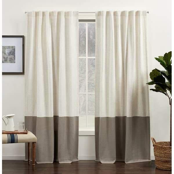 Luxury Linen Curtains With Velvet - Bottom Velvet Tone – 2-Tone Style – 1 Panel