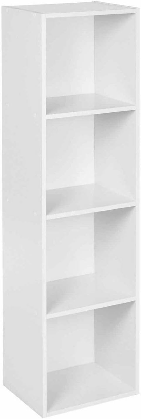 4-Tier Wooden Bookcase and Storage Display Shelving Unit, Classic Freestanding Design in a Clean White Finish, Versatile Organizer for Living Room, Bedroom or Office