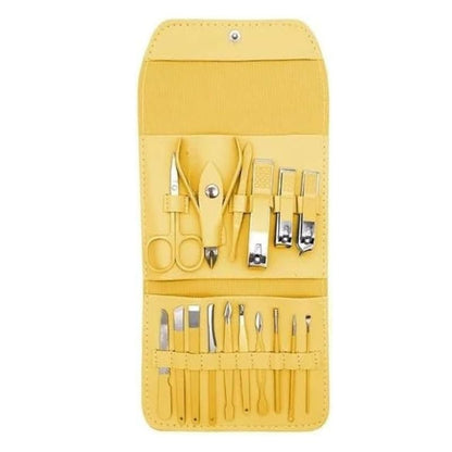 طقم قص الأظافر، مجموعة من 16 قطعة من الفولاذ المقاوم للصدأ مع مقص أظافر وملقط ومقص بشرة، ومجموعة أدوات مانيكير وباديكير للمنزل والسفر