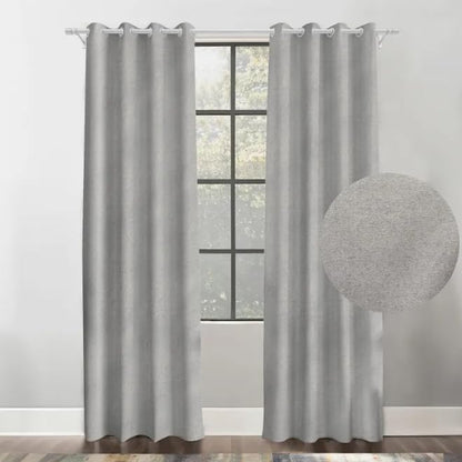 Faux Linen Textured Curtains Durable Fabric-Light Filtering Drapes for Living Rooms Reception and Bedroom - Steel Grommets - 2 Pieces