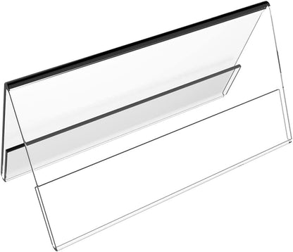 Acrylic Desk Name Plate Holders, 6-Pack Double-Sided Table Tents Sign Stands, 21 x 7 cm Horizontal Display for Desk, Table, Office, Classroom, Reception and Event Use, Clear