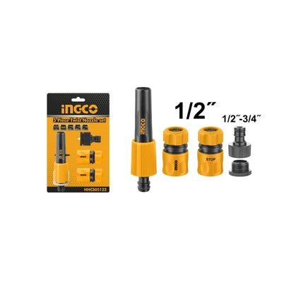 INGCO Garden Hose Twist Nozzle Set with Quick Connectors, 5 Pieces, Model HHCS05122