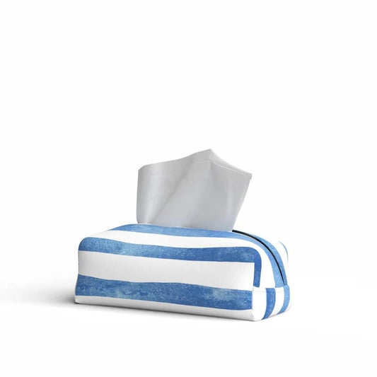HOME Tissue Box, Fabric Exterior with Leather Inner Layer, Decorative Zippered Tissue Holder, Elegant Stitching, Durable Soft Material for Home Office Living Room or Bathroom
