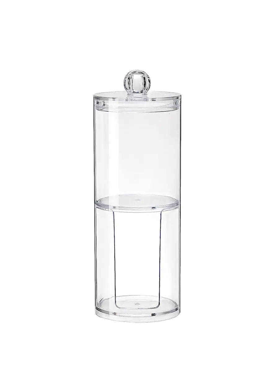 Two-layer Cotton Pads Container Storage Box Case Cosmetics Organizer Transparent