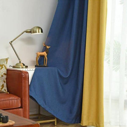 Linen Velvet Modern Design Curtain – Two colors With Tie-backs - 2 Piece 4 meters width