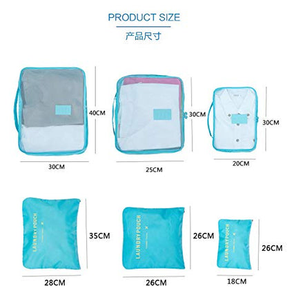 Dragon 6 in 1 Luggage, shopping Bags Compression Luggage Organizer Travel Cubes Packing 6 Units (3 Mesh Bag, 3 Laundry Bag),Suitcase Organizers Travel Ideal for Organizing Hand Suitcases - Pink